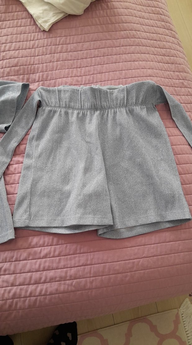 Kız Çocuk Gri Denim Volanlı Straplez Bluz 9  10 yas - Görsel 2