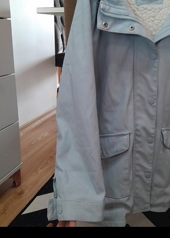 mont yagmurluk kiz cocuk ici yünlü dışı deri - Görsel 7