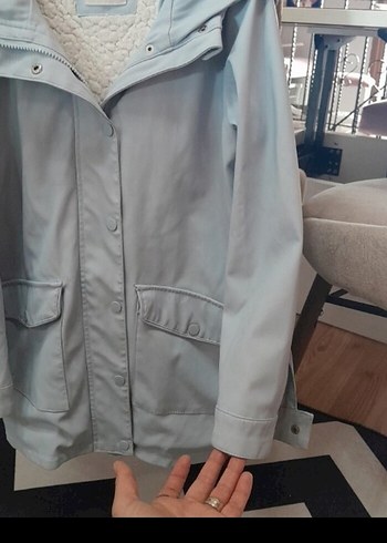 mont yagmurluk kiz cocuk ici yünlü dışı deri - Görsel 6