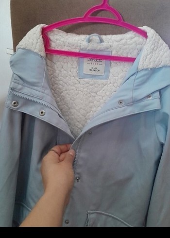 mont yagmurluk kiz cocuk ici yünlü dışı deri - Görsel 2