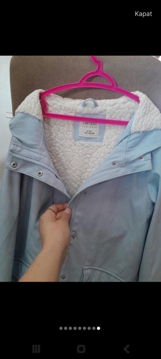 mont yagmurluk kiz cocuk ici yünlü dışı deri - Görsel 2