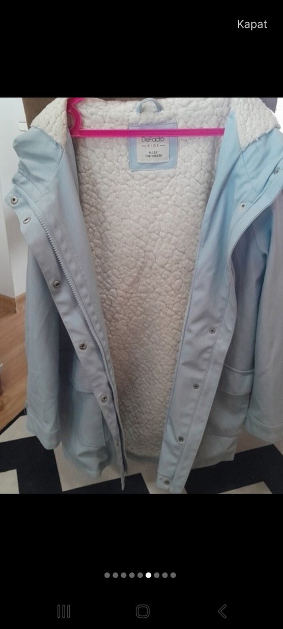 mont yagmurluk kiz cocuk ici yünlü dışı deri - Görsel 3