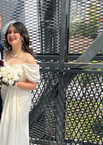Modern Klasik Ekru Nikah elbisesi