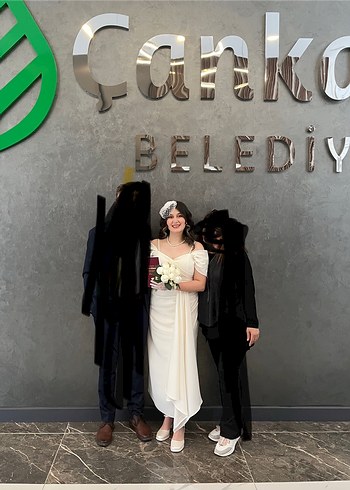 l Beden Modern Klasik Ekru Nikah elbisesi