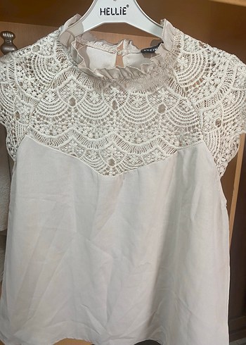 Sheinside Shein Marka Romantik Ekru Dantel Detayli Bluz Temiz Bluz