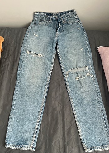 32 Beden mavi Renk straight zara mavi Denim Kadın Jean yırtıklı