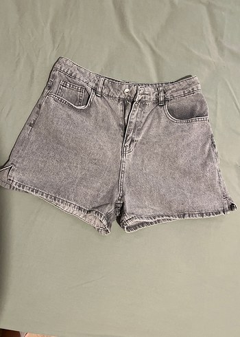 Defacto Yuksek Bel Gri Denim Sort
