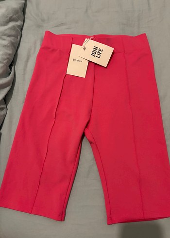 Bershka Canli Fusya Yuksek Bel Diz Ustu Tayt