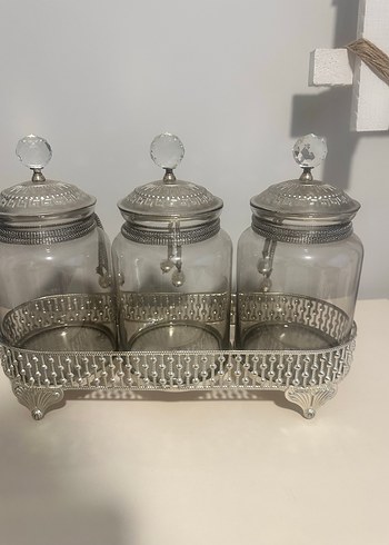 Dekoratif Obje Cam Kavanoz 3Lü Sunumluk Söz Nişan Kız İsteme - Görsel 3