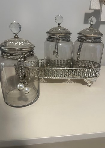 Dekoratif Obje Cam Kavanoz 3Lü Sunumluk Söz Nişan Kız İsteme - Görsel 7