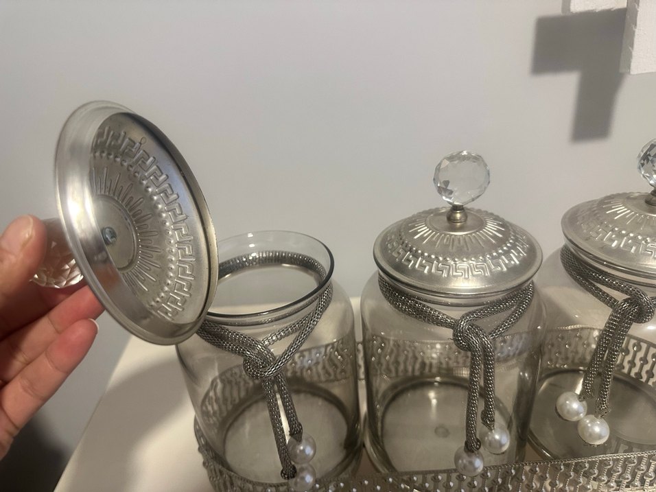 Dekoratif Obje Cam Kavanoz 3Lü Sunumluk Söz Nişan Kız İsteme - Görsel 4