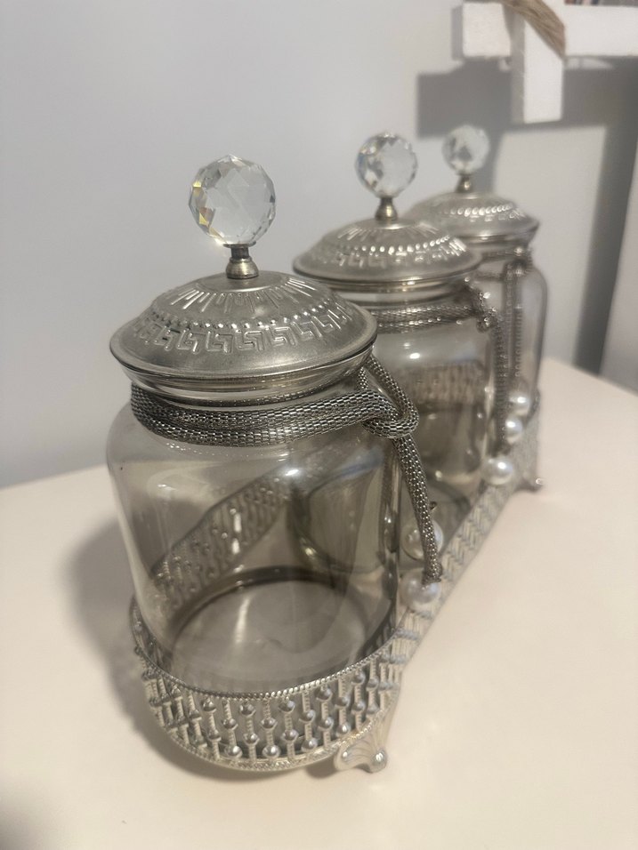 Dekoratif Obje Cam Kavanoz 3Lü Sunumluk Söz Nişan Kız İsteme - Görsel 5