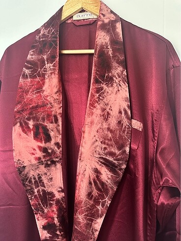 l Beden bordo Renk Saten Ropdöşambr ve Pijama Set / 3?lü Takım