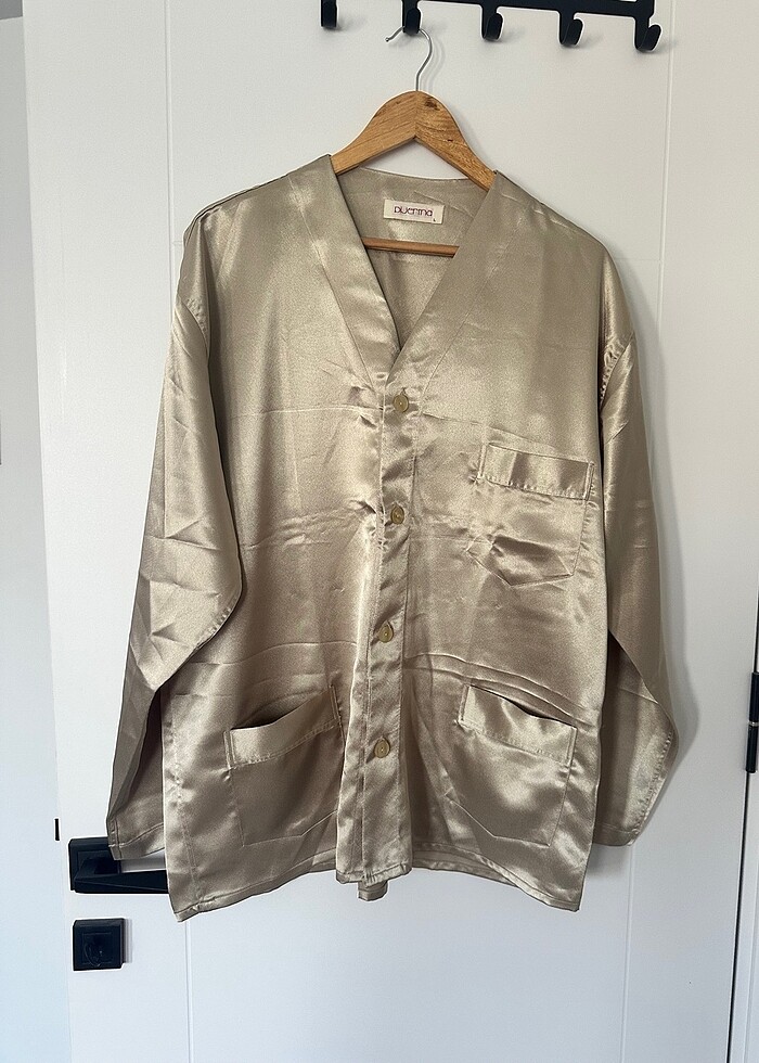 Saten Ropdöşambır ve Pijama Takımı / Erkek 3?lü Takım - Görsel 3