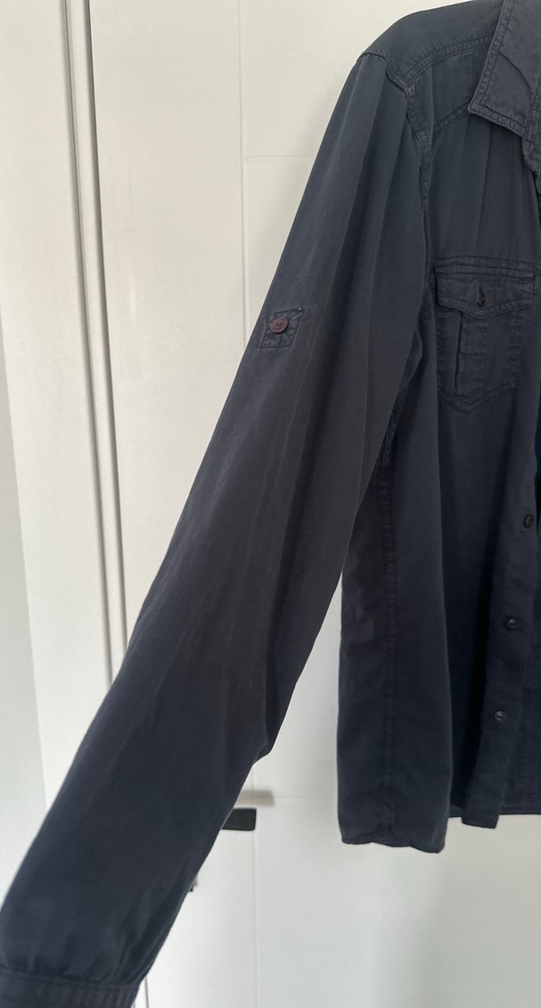 Lacivert Erkek Gömlek, Uzun Kollu, Salaş - Görsel 4