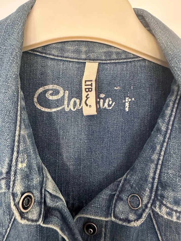 Düğmeli Mavi Denim/Kot Kadın Gömlek - Görsel 5