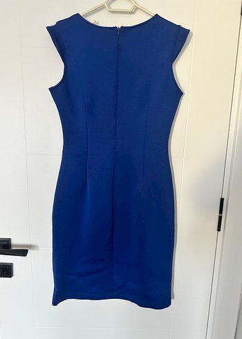 Saks V Yaka Kolsuz Midi Elbise - Görsel 4