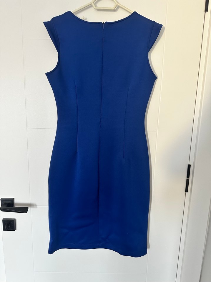 Saks V Yaka Kolsuz Midi Elbise - Görsel 4