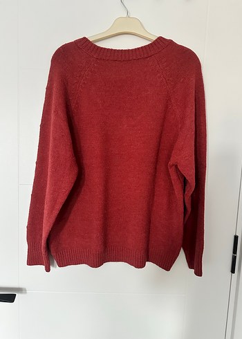 V Yaka Örgü Triko Kadın Kazak - Görsel 2