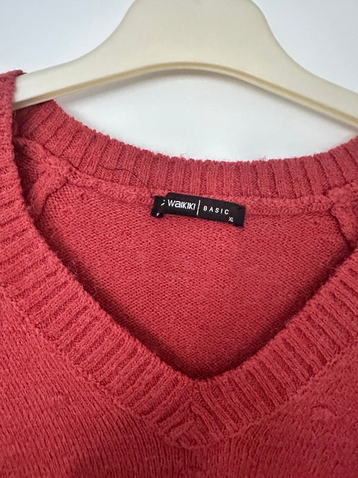 V Yaka Örgü Triko Kadın Kazak - Görsel 3