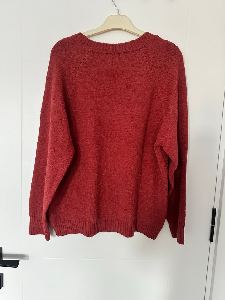 V Yaka Örgü Triko Kadın Kazak - Görsel 2