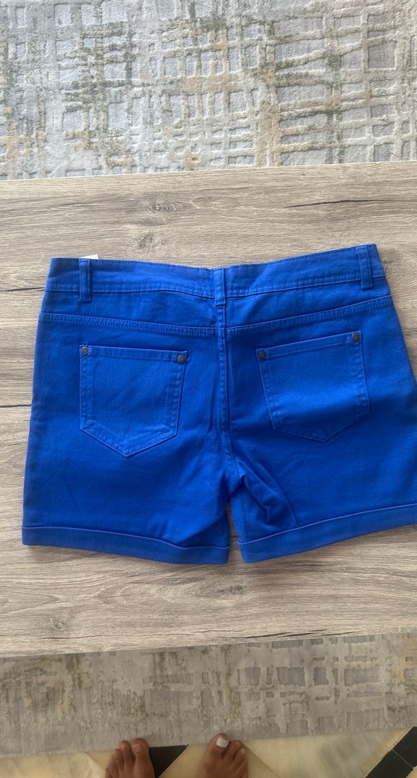 Kadın Saks Mavi Mini Şort - Görsel 3