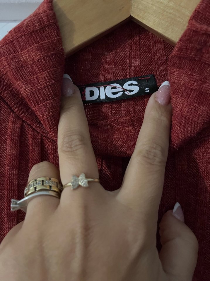 Kadın Kiremit rengi Yün Yüksek Yakalı Triko Kazak - Görsel 5