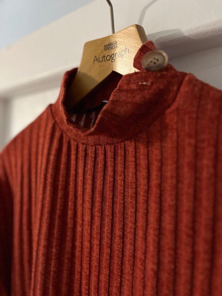 Kadın Kiremit rengi Yün Yüksek Yakalı Triko Kazak - Görsel 3