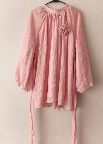 Diğer Romantik Pudra Pembe Uzun Kollu Tunik