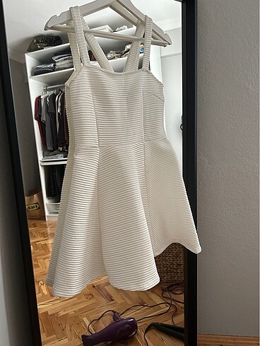H&M elbise beyaz - S