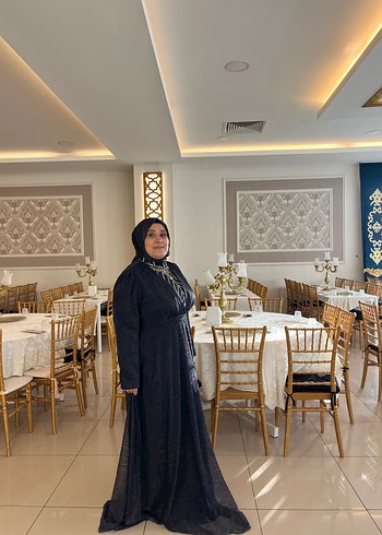 Uzun Siyah Drapeli Gotik Kadın Abiye - Görsel 2