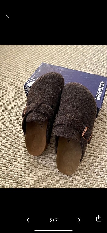 39 Beden kahverengi Renk Birkenstock keçe terlik