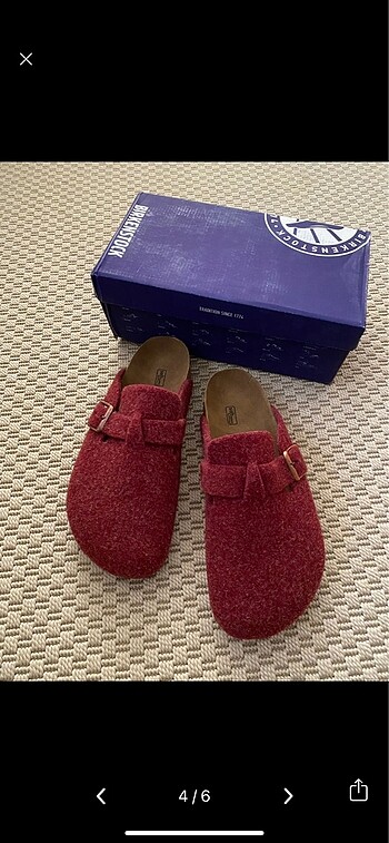 40 Beden bordo Renk Birkenstock keçe terlik