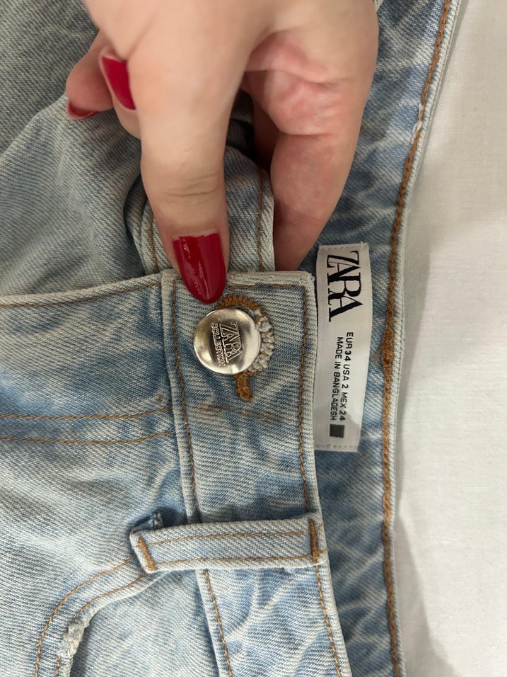 Düğmeli Mavi Kot Mini Şort - Görsel 2