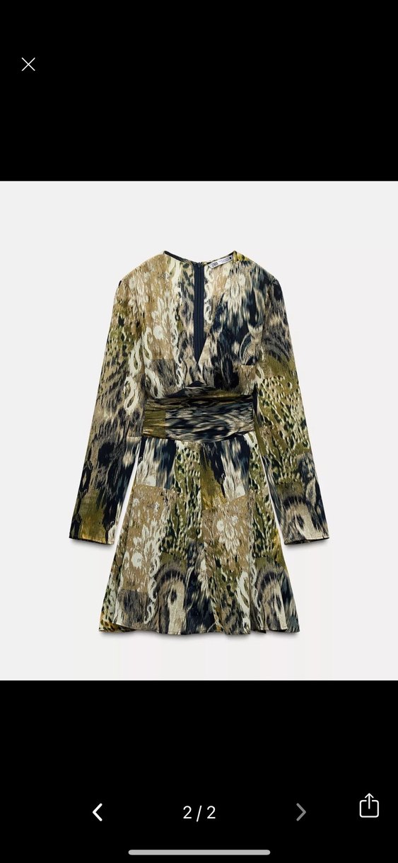 Kadın Haki V Yaka Uzun Kollu Mini Elbise - Görsel 2