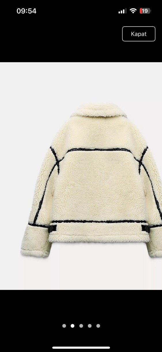 Beyaz Kürk Detaylı Midi Kadın Biker Ceket - Görsel 2