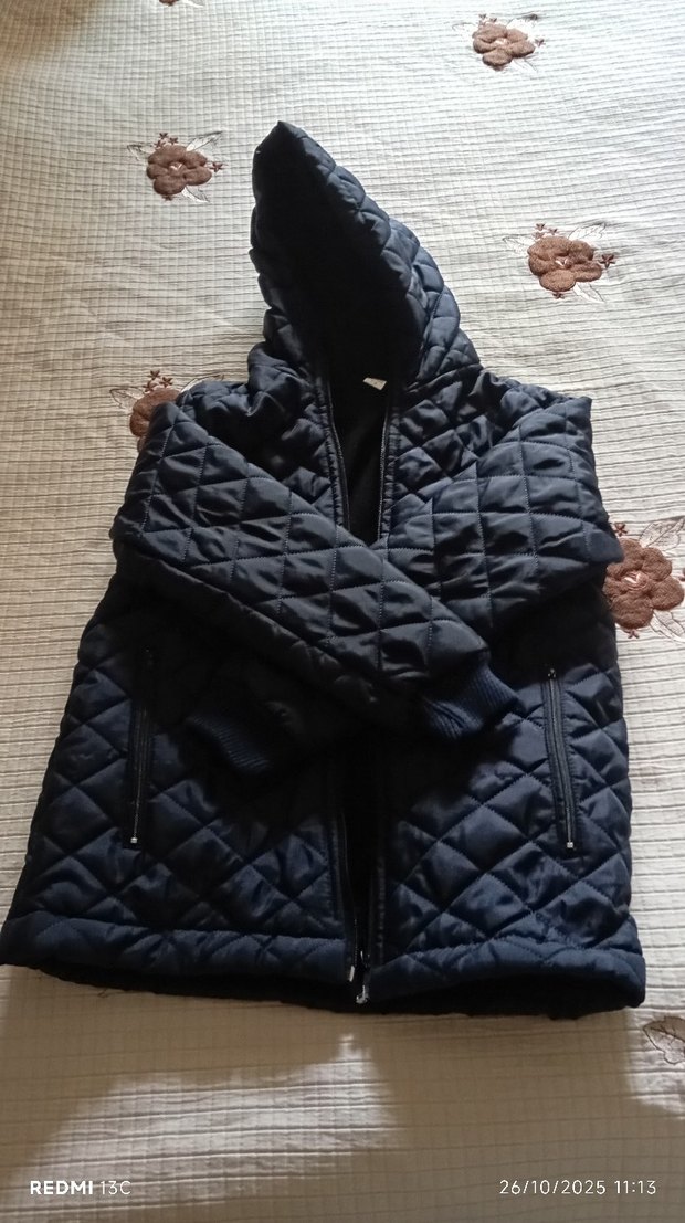 Siyah Kapüşonlu  içi Polatlı erkek çocuk Mont - Görsel 2