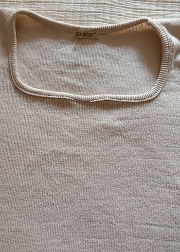 Kısa Kollu Bej Triko Kadın Bluz - Görsel 2