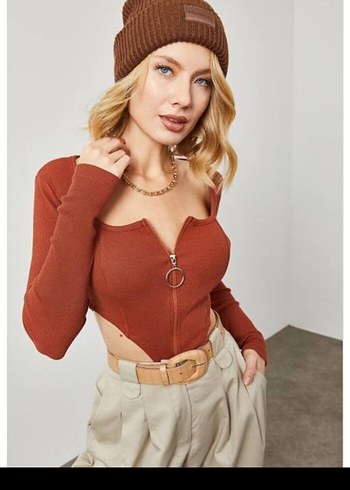 Siyah Fermuarlı Uzun Kollu Crop Top - Görsel 5