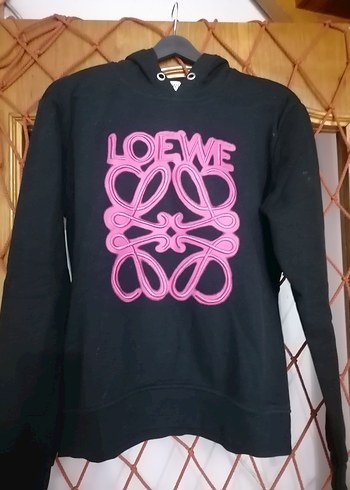 Vintage Love Loewe Siyah Kapusonlu Sweatshirt
