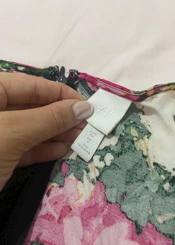 H&M Çiçek Desenli V Yaka Uzun Elbise
