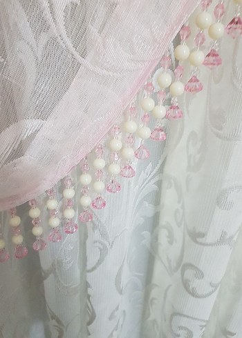 Modern Klasik Beyaz Nakışlı Fon Tül Perde(2 adet) - Görsel 3