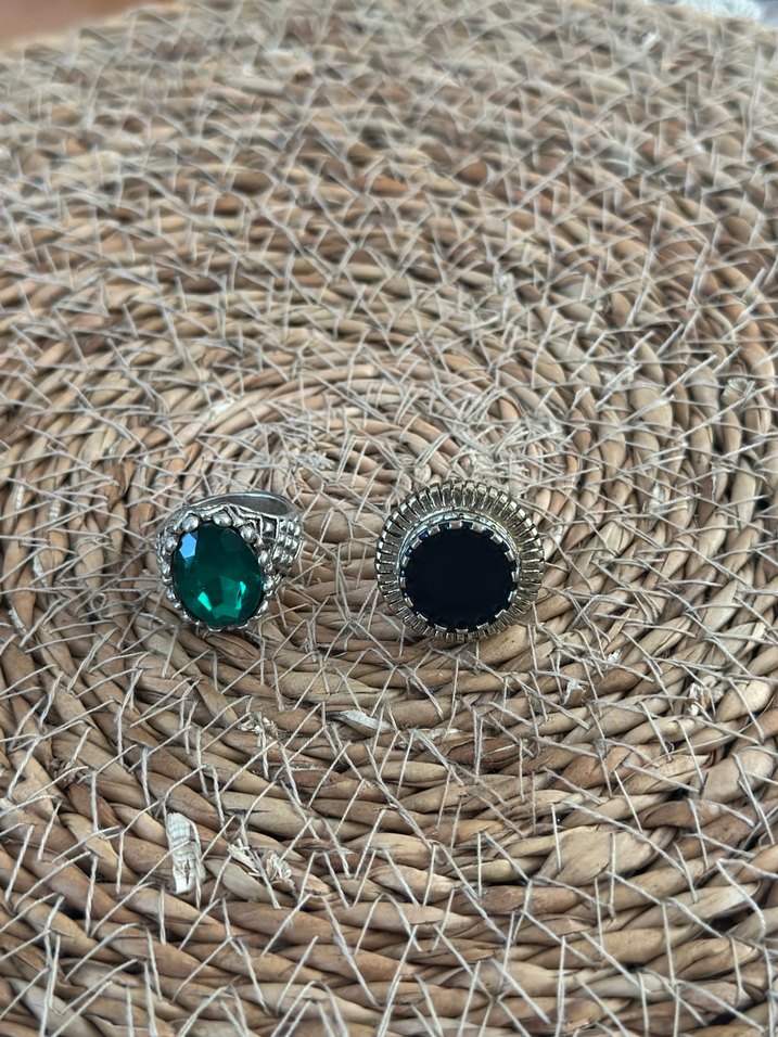 Yeşil Taşlı Bohem Kadın Yüzük seti - Görsel 4