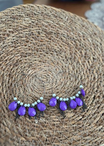 Mor Boncuklu Bohem Mini Küpe - Görsel 2