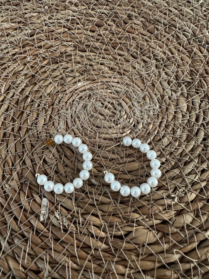 Beyaz Boncuklu Mini Halka Küpe - Görsel 2