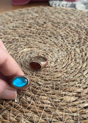 Boncuklu Turkuaz ve Kahverengi Yüzükler - Görsel 4