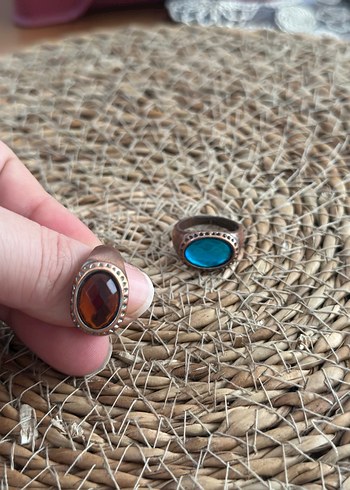 Boncuklu Turkuaz ve Kahverengi Yüzükler - Görsel 3