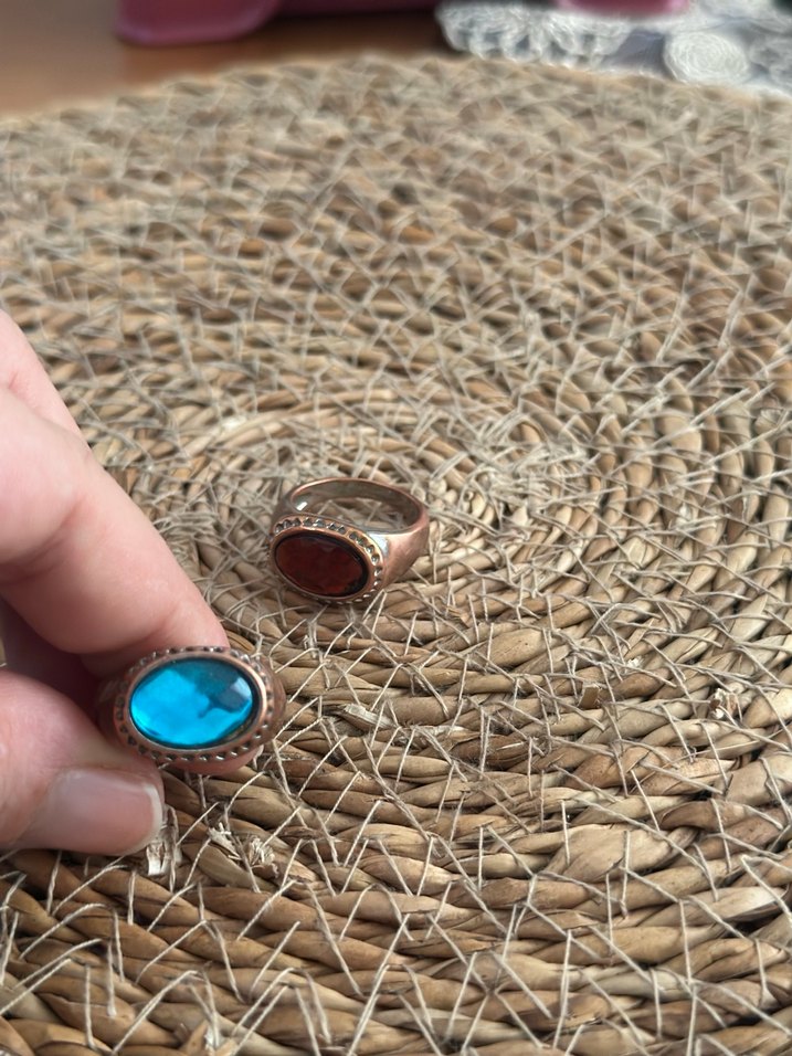 Boncuklu Turkuaz ve Kahverengi Yüzükler - Görsel 4