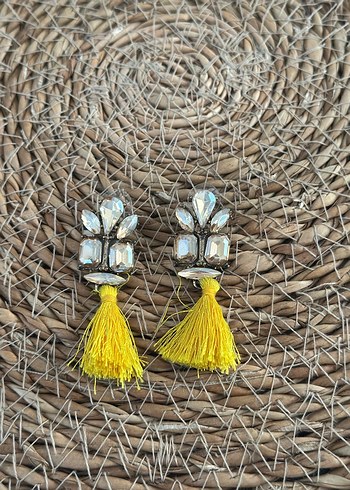 Sarı Püsküllü Bohem Küpe - Görsel 2