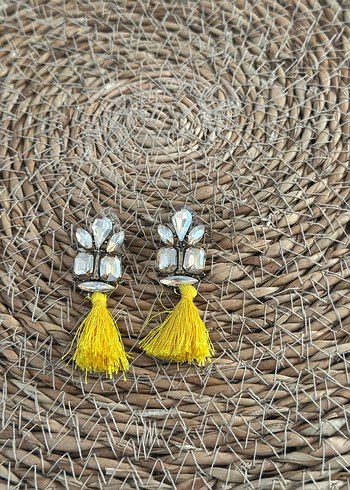 Sarı Püsküllü Bohem Küpe - Görsel 4